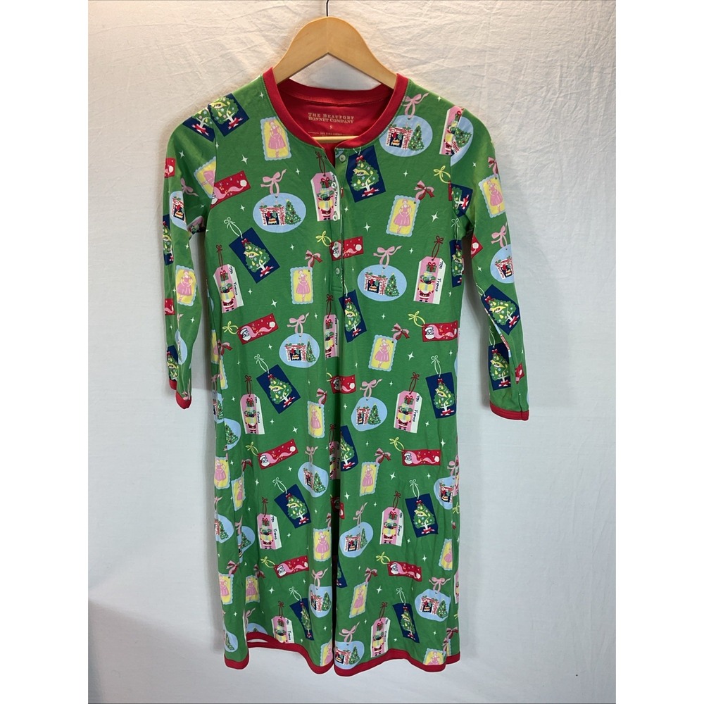 The Beaufort Bonnet Co Sleep Gown Dress Womens S Green Christmas Nutcracker PIMA